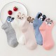 3D Pomeranian Women's Mid-Calf Socks - Preppy Style Student Socks, Autumn & Winter Sweat-Absorbent Cotton Cute Cartoon Socks
