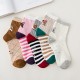 Kitty Girl Mid-Calf Socks, Cotton Socks, Striped Long Socks, Women's College Style Cartoon Socks, All Seasons Sports Student Trendy Socks