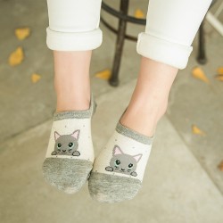 Spring & Summer Cat No-Show Socks - High Cotton Content Low-Cut Boat Socks, Casual Invisible Socks for Women's Bean Shoes
