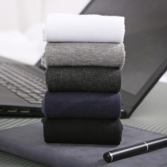 Men's Socks, Solid Color, High Cotton Content, Men's Socks, Autumn and Winter Sweat-Absorbing Breathable Business Mid-Calf Socks Wholesale mid-calf socks