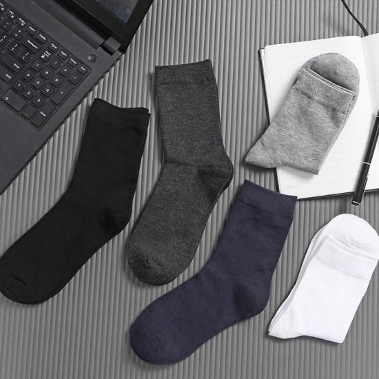 Men's Socks, Solid Color, High Cotton Content, Men's Socks, Autumn and Winter Sweat-Absorbing Breathable Business Mid-Calf Socks Wholesale mid-calf socks