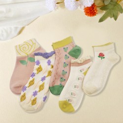 Women's 3D Embossed Lolita Socks In-Stock - Cotton Retro Short Socks, Versatile