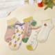 Women's 3D Embossed Lolita Socks In-Stock - Cotton Retro Short Socks, Versatile