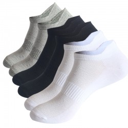 5-Pair Pack Mesh Short Socks, Summer Thin Sweat-Absorbing Men's Socks, Sports Short Socks, Wholesale, Solid Color Boat Socks, Cotton, Dropshipping Available