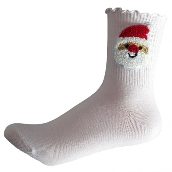 Santa Claus Head Socks - Festive Gift Socks, Warm Cotton Mid-Calf Socks for Women, Casual & Sports Wear