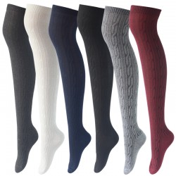 In-stock long socks, Japanese style over-the-knee socks, knitted cable knit thigh socks, women's long socks, over-the-knee high socks