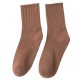 New solid color women's vertical striped mid-calf socks, autumn and winter warm women's socks, sports cotton socks, ins trendy Japanese style