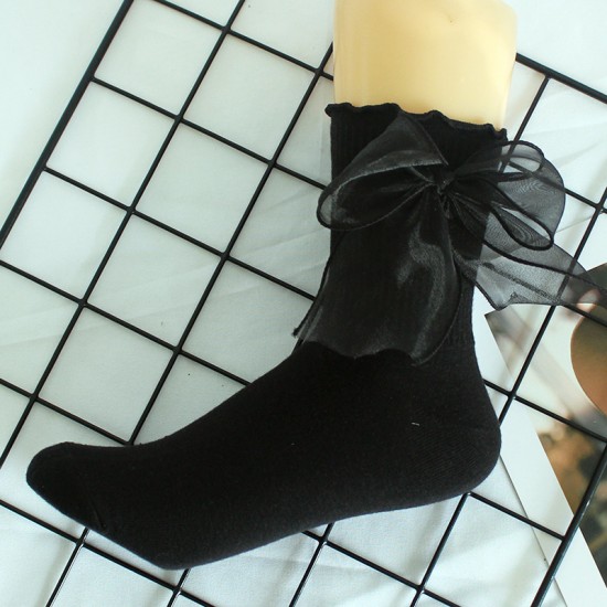 Cute Sweet Socks for Stage Performance - Lolita Large Bow Mid-Calf Socks, Sweat-Absorbent Cotton Socks, Trendy