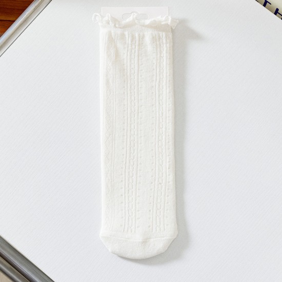 Summer New Women's Ruffled Socks - Thin Mesh Solid Color Frilled Socks, Sweet Princess White Socks