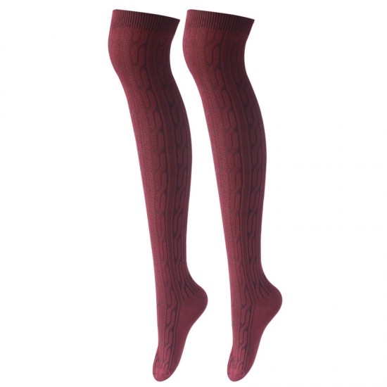 In-stock long socks, Japanese style over-the-knee socks, knitted cable knit thigh socks, women's long socks, over-the-knee high socks