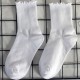 Ruffled Women's Socks - Sweet Student Mid-Calf Cotton Socks, High-Elastic Cuff Sports Socks, Warm Socks for Autumn & Winter