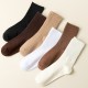 New solid color women's vertical striped mid-calf socks, autumn and winter warm women's socks, sports cotton socks, ins trendy Japanese style