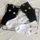 Star-Print Solid Color Women's Mid-Calf Socks - Korean-Style Ruffled Sweet Socks, All-Season Cotton Socks for Students & Sports