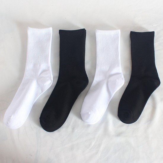 Calf Socks, High Elasticity, Autumn/Winter Mid-Calf Socks, Men's and Women's Solid Color Cotton Socks, Running Sports Socks, Sizes Available