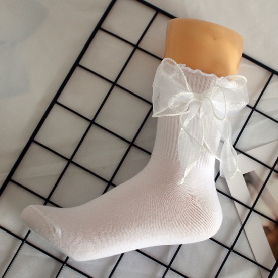 Cute Sweet Socks for Stage Performance - Lolita Large Bow Mid-Calf Socks, Sweat-Absorbent Cotton Socks, Trendy