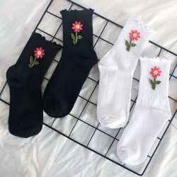 New Sunflower Socks - High-Elastic Cuff Student Socks for Women, Warm Cotton Socks, Sweet Flower Design