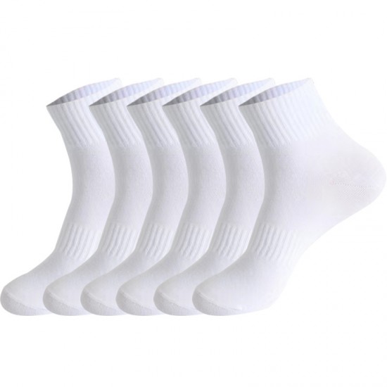 Men's Plus-Size Sports Socks - Sweat-Absorbent Cotton Socks, Mid/Low-Cut Non-Slip Black & White Solid Socks for Basketball & Running