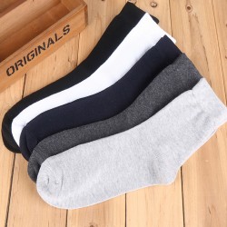New Solid Color Men's Cotton Socks - Business Mid-Calf Socks, Sweat-Absorbent Sports Socks, In-Stock for Wholesale