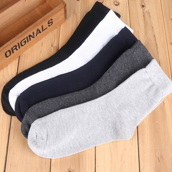 New Solid Color Men's Cotton Socks - Business Mid-Calf Socks, Sweat-Absorbent Sports Socks, In-Stock for Wholesale