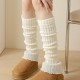 Lace-trimmed warm leg warmers for women, calf slouch socks, knitted wool foot warmers, 45cm long when laid flat.