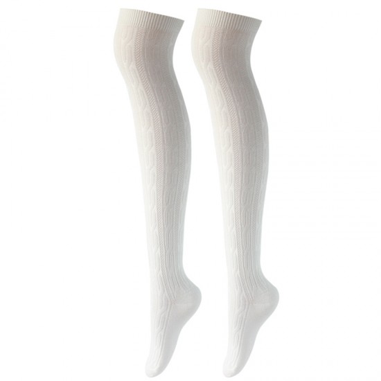 In-stock long socks, Japanese style over-the-knee socks, knitted cable knit thigh socks, women's long socks, over-the-knee high socks