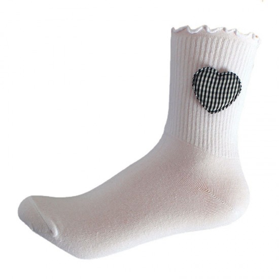 New Heart-Pattern Socks for Women - Handmade 3D Pattern Socks, Ruffled Mid-Calf Cotton Socks, Sports Socks for Students