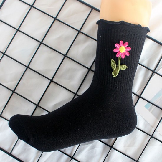 New Sunflower Socks - High-Elastic Cuff Student Socks for Women, Warm Cotton Socks, Sweet Flower Design