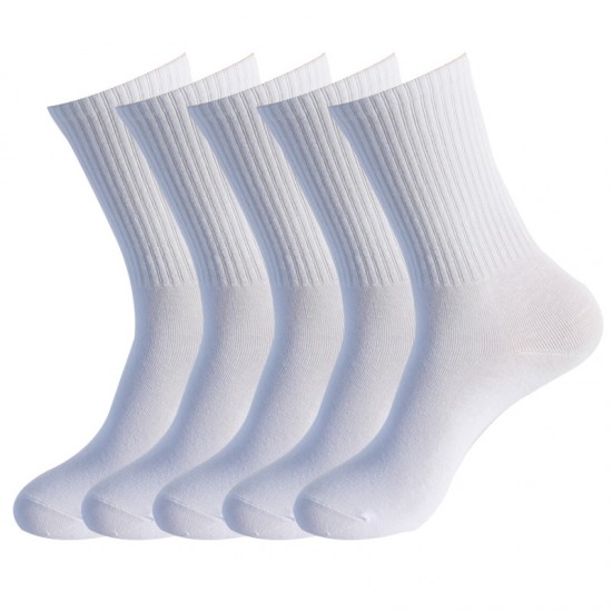 In stock women's high elastic band socks, student black and white mid-calf socks, sports sweat-absorbing cotton socks, casual solid color long socks for women