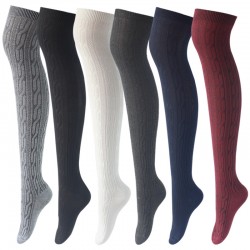 In-stock long socks, Japanese style over-the-knee socks, knitted cable knit thigh socks, women's long socks, over-the-knee high socks