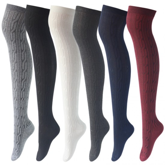 In-stock long socks, Japanese style over-the-knee socks, knitted cable knit thigh socks, women's long socks, over-the-knee high socks