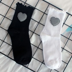 New Heart-Pattern Socks for Women - Handmade 3D Pattern Socks, Ruffled Mid-Calf Cotton Socks, Sports Socks for Students