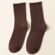 New solid color women's vertical striped mid-calf socks, autumn and winter warm women's socks, sports cotton socks, ins trendy Japanese style