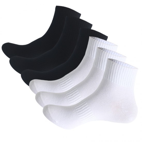 Men's Plus-Size Sports Socks - Sweat-Absorbent Cotton Socks, Mid/Low-Cut Non-Slip Black & White Solid Socks for Basketball & Running