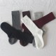 In stock vertical stripe calf socks, imitation double needle mid-high socks, autumn and winter cotton socks, women's solid color European and American long socks