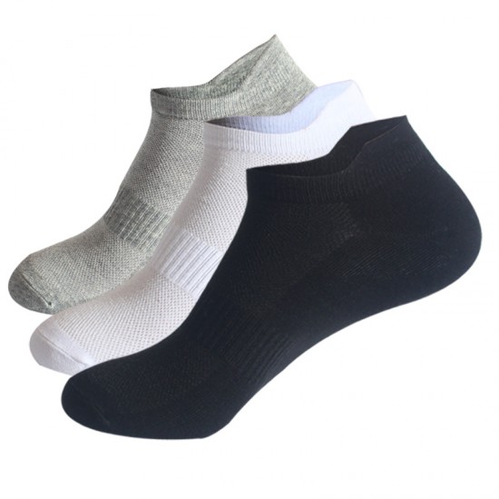 5-Pair Pack Mesh Short Socks, Summer Thin Sweat-Absorbing Men's Socks, Sports Short Socks, Wholesale, Solid Color Boat Socks, Cotton, Dropshipping Available