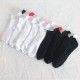 Small wing mesh boat socks, women's sports short socks, summer sweat-absorbent black and white running socks, women's cute student cotton socks