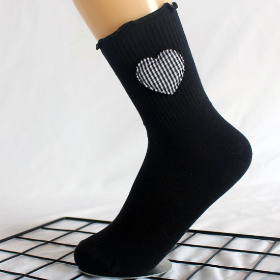 New Heart-Pattern Socks for Women - Handmade 3D Pattern Socks, Ruffled Mid-Calf Cotton Socks, Sports Socks for Students