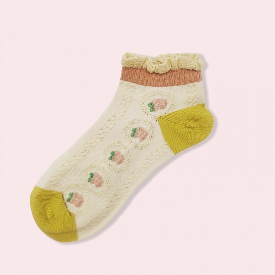 Women's 3D Embossed Lolita Socks In-Stock - Cotton Retro Short Socks, Versatile