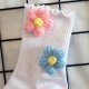 Handmade Flower Socks for Women - Rolled Cuff Knitted Flower Socks, Warm Mid-Calf Socks for Autumn & Winter, Korean Trendy