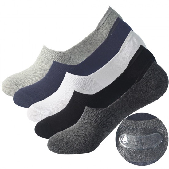 In stock men's solid color low-cut cotton socks with silicone anti-slip boat socks, thin socks for men and women, summer