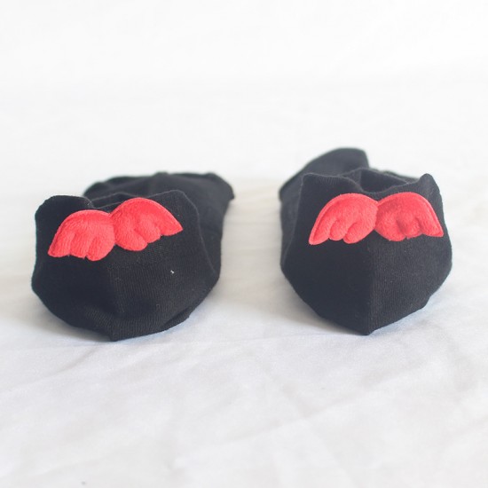 Small wing mesh boat socks, women's sports short socks, summer sweat-absorbent black and white running socks, women's cute student cotton socks