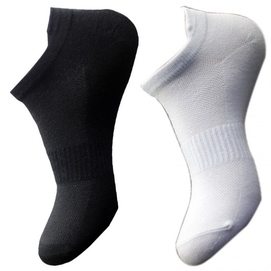 New Mesh Boat Socks Unisex - Summer Thin Tab Socks, Black & White Sweat-Absorbent Cotton Low-Cut Sports Socks