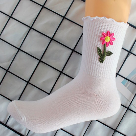 New Sunflower Socks - High-Elastic Cuff Student Socks for Women, Warm Cotton Socks, Sweet Flower Design