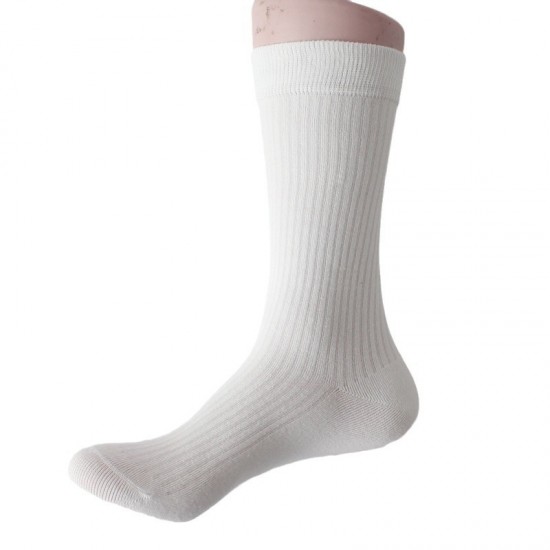 In stock vertical stripe calf socks, imitation double needle mid-high socks, autumn and winter cotton socks, women's solid color European and American long socks